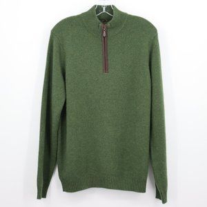 J. McLaughlin 100% Cashmere Tate 1/4 Zip Pullover Sweater Forest Green Mock Neck